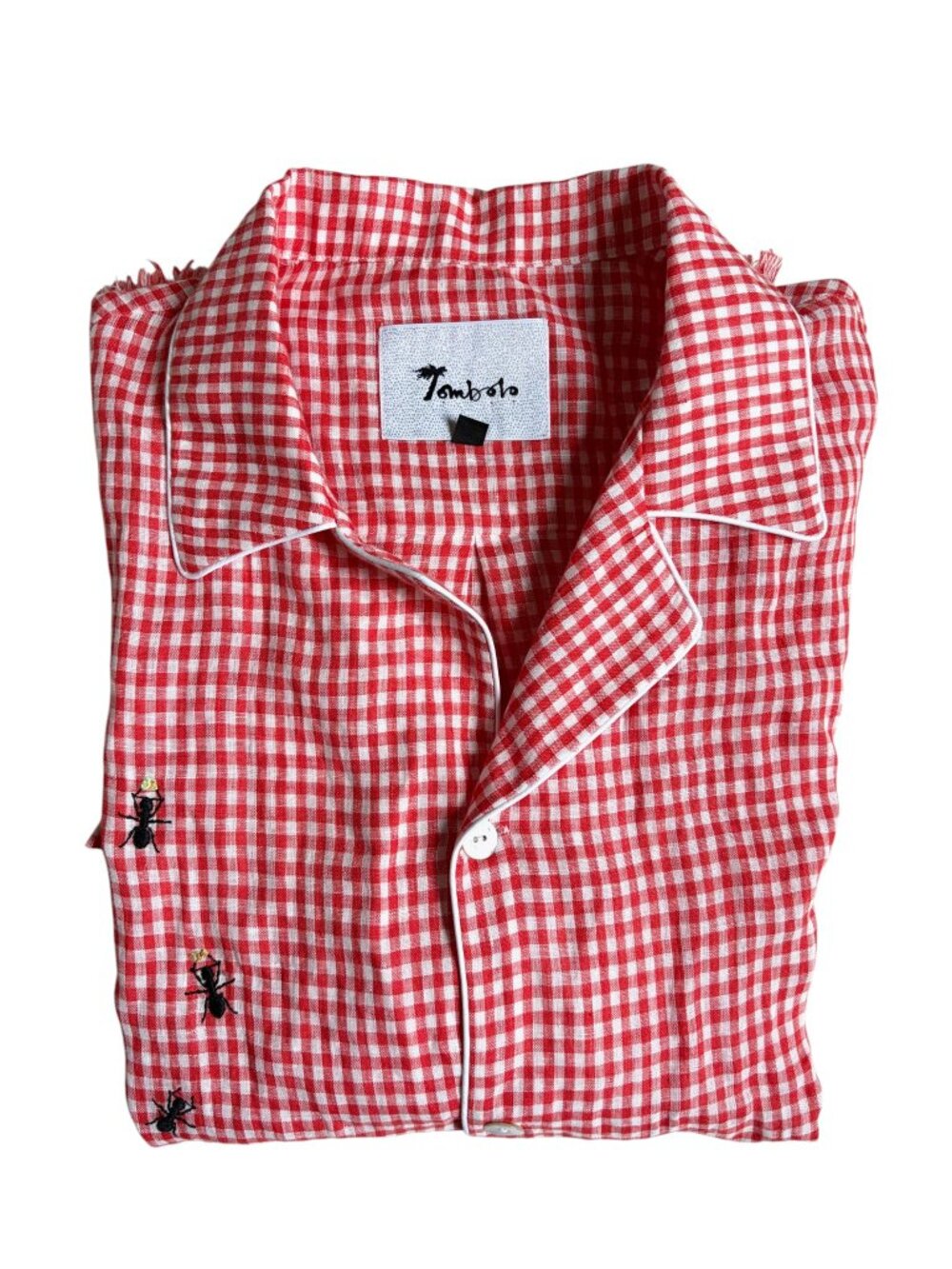 Tombolo 'Bougie Catered Picnics' Cabana Short-Sleeve Button Down Shirt Red Plaid